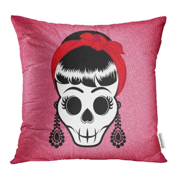 Pretty Zone Skull With Multicolor Gears-Quirky Gift Idea Throw Pillow 16x16 